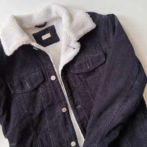 MOVING SALE NWOT Navy Blue Corduroy Sherpa Trucker Jacket | Brandy Melville